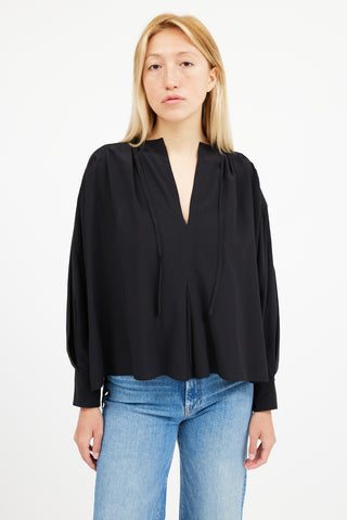 Isabel Marant Black Silk Longsleeve  Blouse