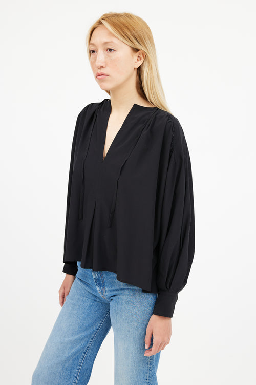 Isabel Marant Black Silk Longsleeve  Blouse