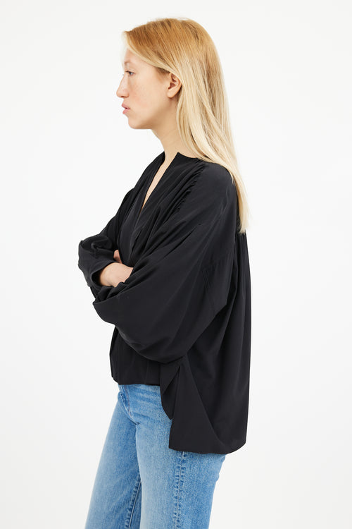 Isabel Marant Black Silk Longsleeve  Blouse