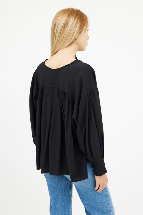 Isabel Marant Black Silk Longsleeve  Blouse