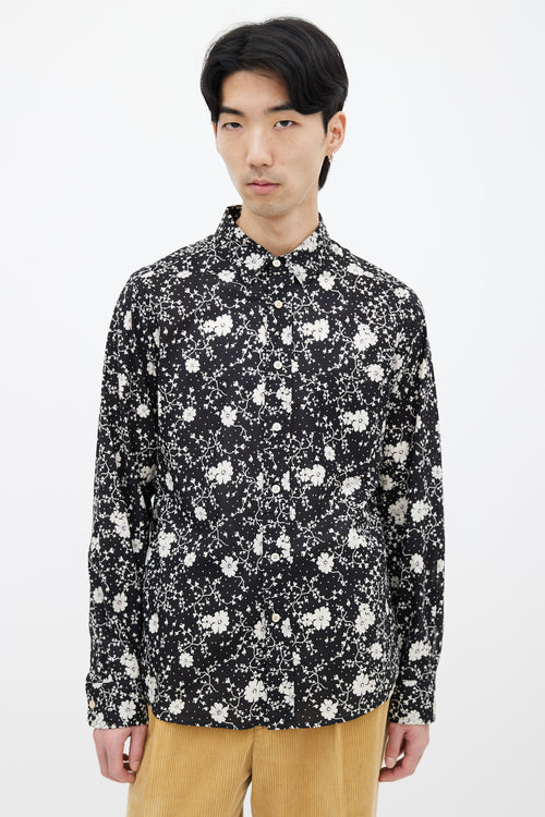 Isabel Marant Black 
White Ilako Floral Print Shirt