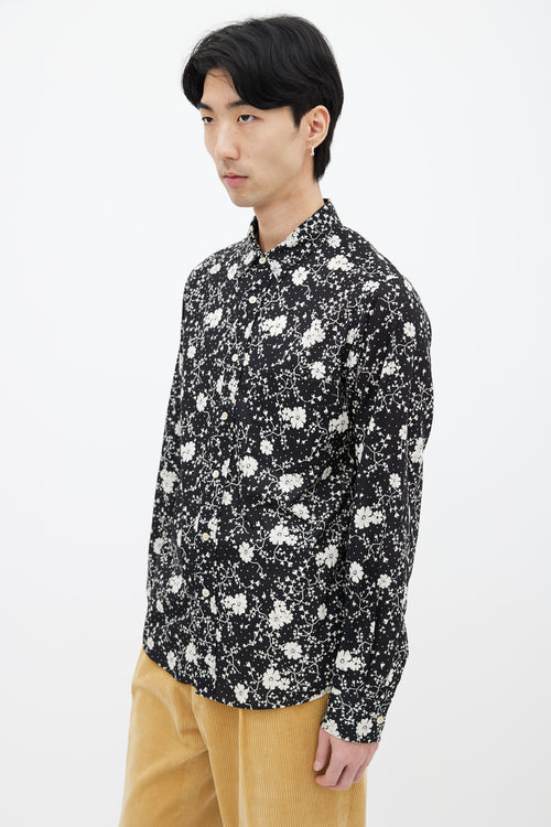 Isabel Marant Black 
White Ilako Floral Print Shirt