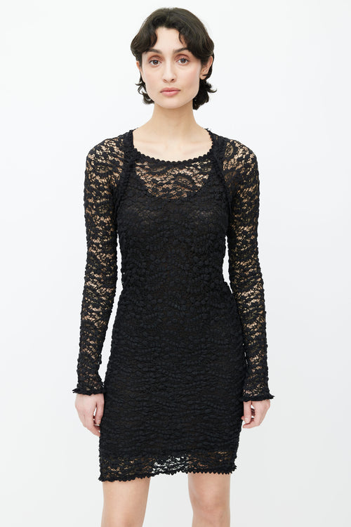 Isabel Marant Étoile Black Lace Sheer Long Sleeve Dress