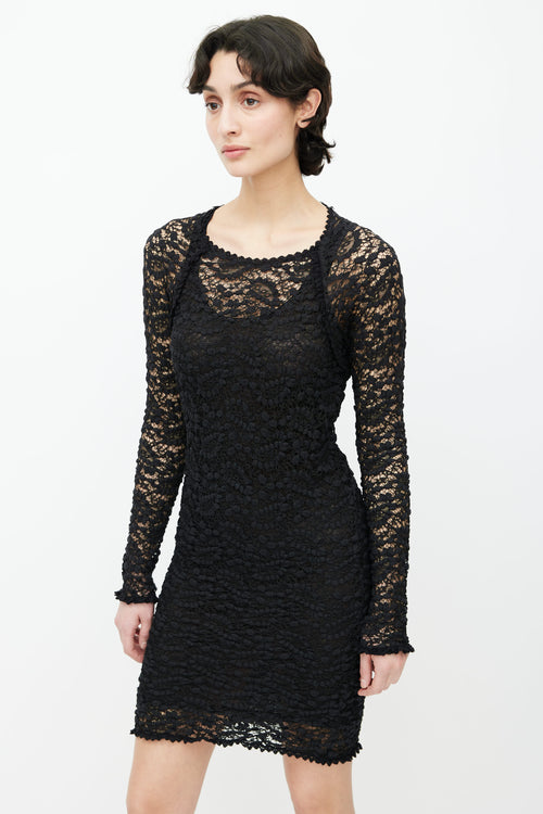 Isabel Marant Étoile Black Lace Sheer Long Sleeve Dress