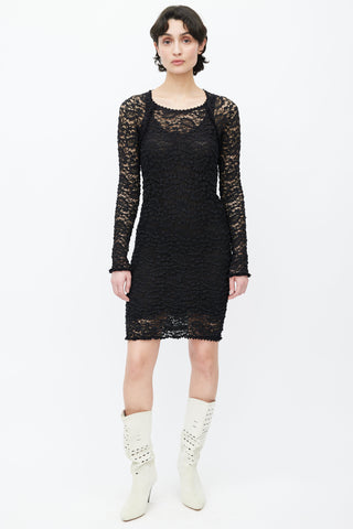 Isabel Marant Étoile Black Lace Sheer Long Sleeve Dress