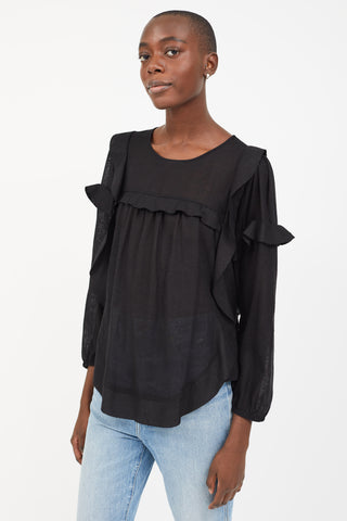 Isabel Marant Étoile Black Semi Sheer Long Sleeve Blouse