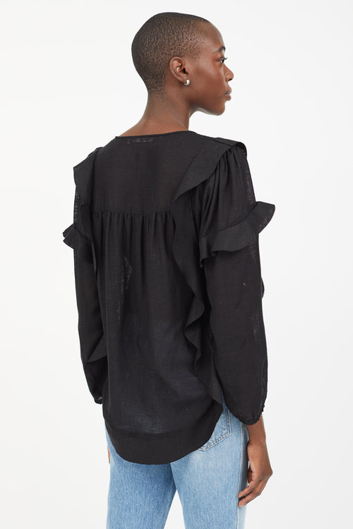 Isabel Marant Étoile Black Semi Sheer Long Sleeve Blouse