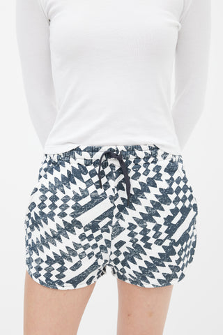 Isabel Marant Étoile Black 
White Print Mifikia Sweat Short