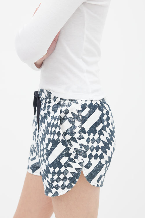 Isabel Marant Étoile Black 
White Print Mifikia Sweat Short