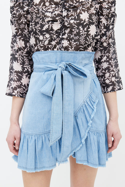 Isabel Marant Étoile Blue Wrap Asymmetric Ruffle Mini Skirt