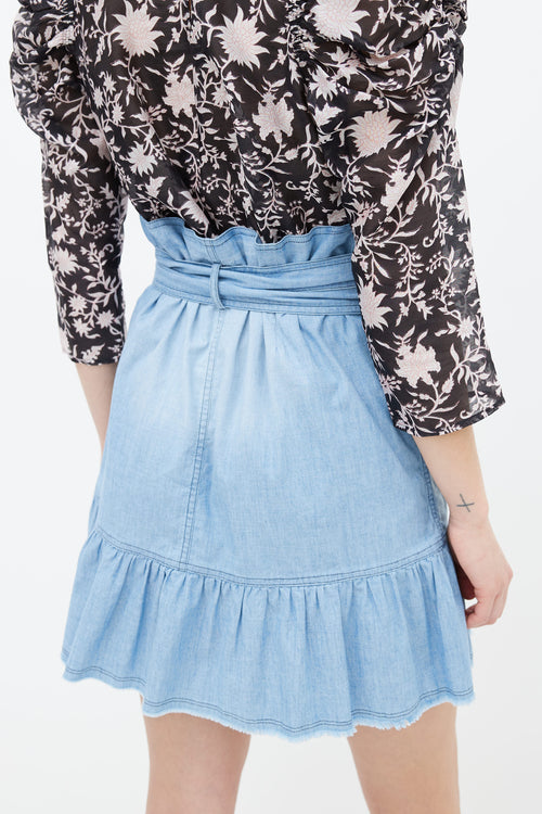 Isabel Marant Étoile Blue Wrap Asymmetric Ruffle Mini Skirt