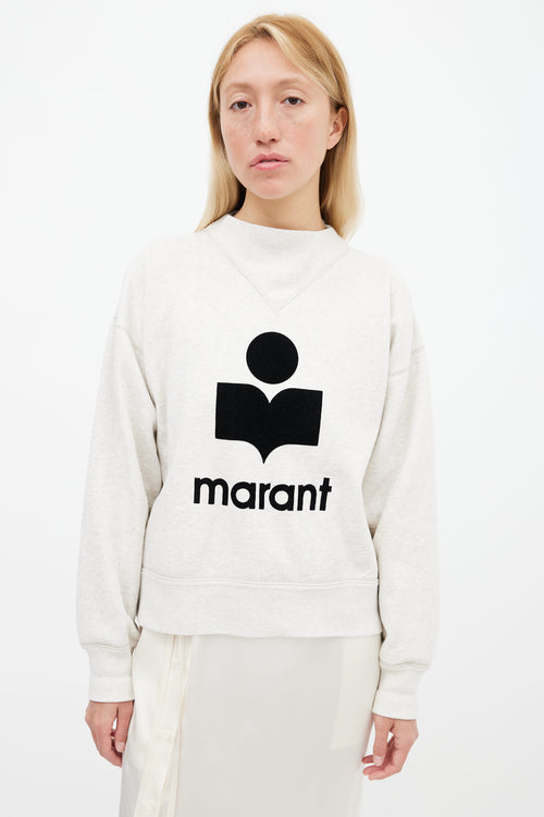 Isabel Marant Étoile Grey 
Black Logo Moby Sweater