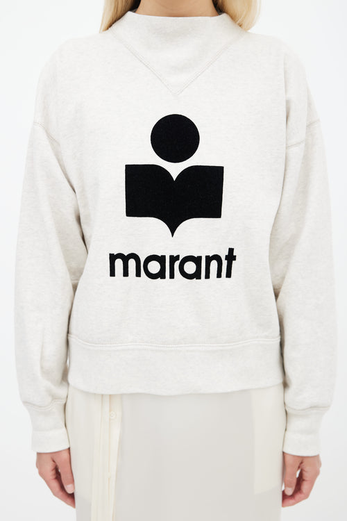 Isabel Marant Étoile Grey 
Black Logo Moby Sweater