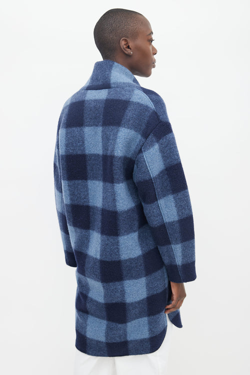 Isabel Marant Étoile Two-Tone Blue Plaid Wool Coat