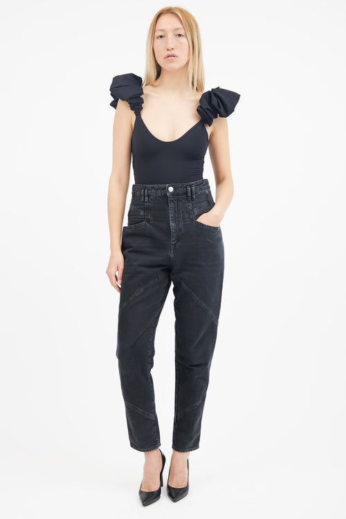 Isabel Marant Washed Black Nadeloisa Tapered Leg Jeans