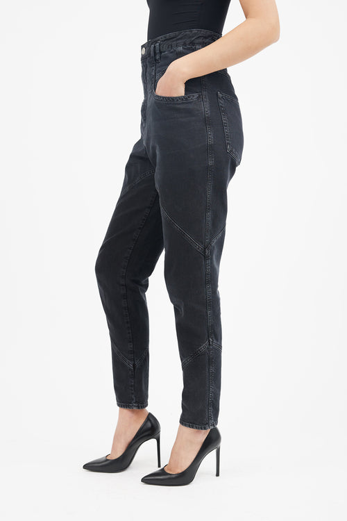 Isabel Marant Washed Black Nadeloisa Tapered Leg Jeans