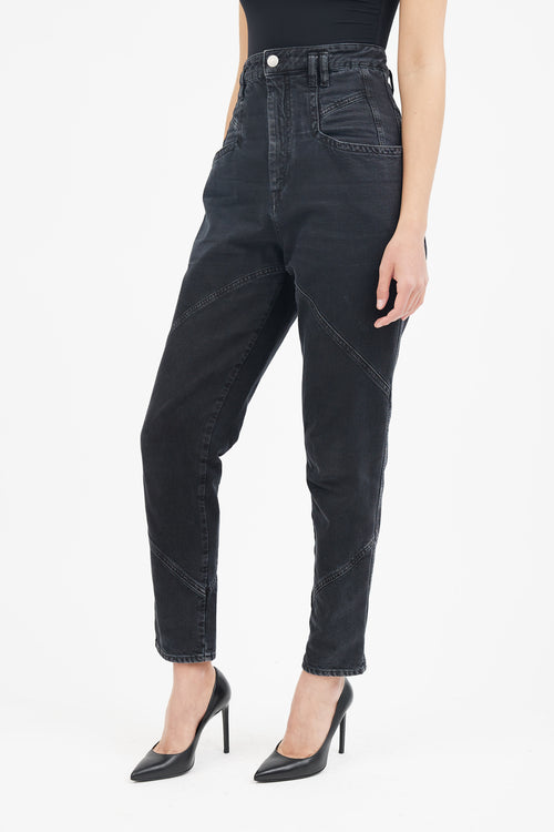 Isabel Marant Washed Black Nadeloisa Tapered Leg Jeans