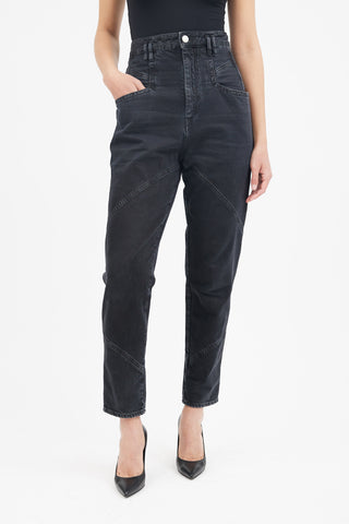 Isabel Marant Washed Black Nadeloisa Tapered Leg Jeans