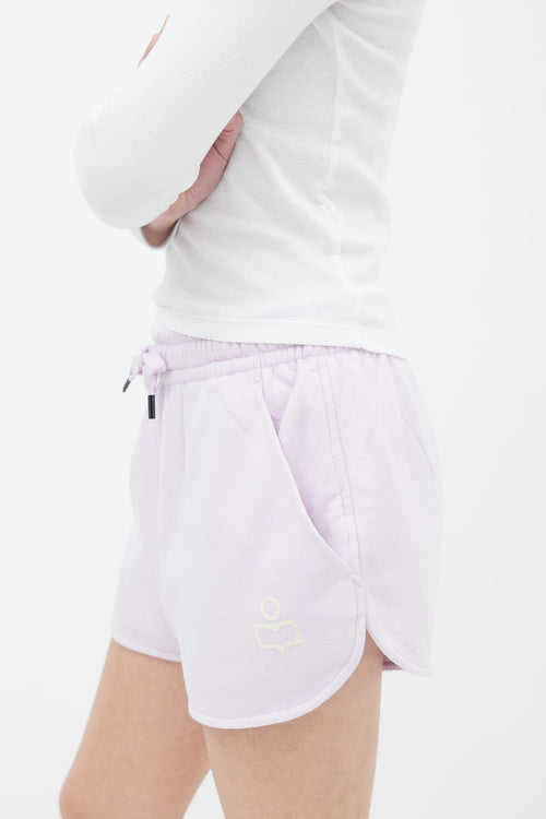 Purple 
White Logo Mifikia Sweat Short