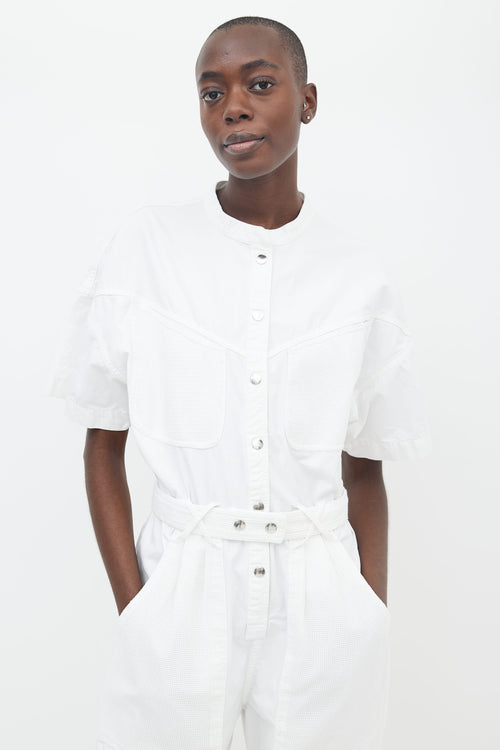 Isabel Marant White Cotton Belted Jumpsuit