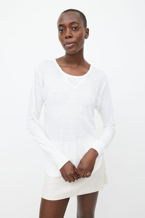 Isabel Marant Étoile White Grifin Linen Longsleeve Top