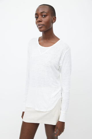 Isabel Marant Étoile White Grifin Linen Longsleeve Top