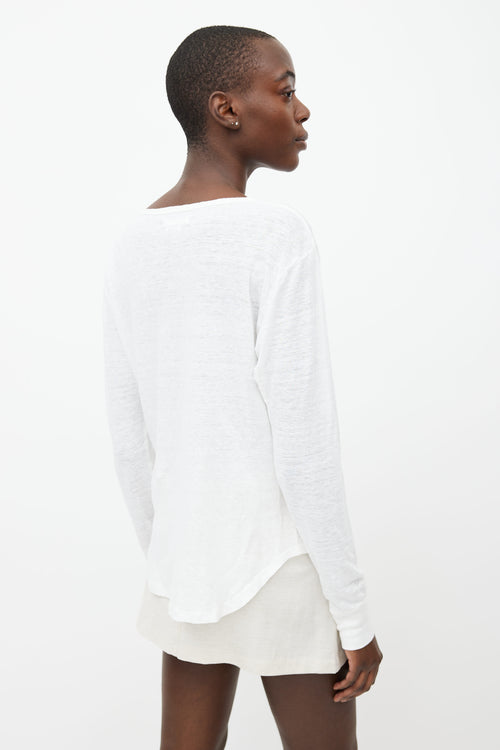 Isabel Marant Étoile White Grifin Linen Longsleeve Top