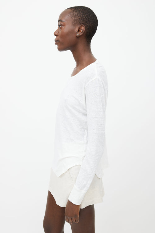 Isabel Marant Étoile White Grifin Linen Longsleeve Top