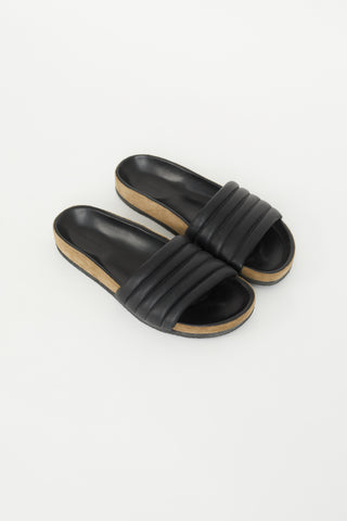 Isabel Marant Black Leather Hellea Padded Slide