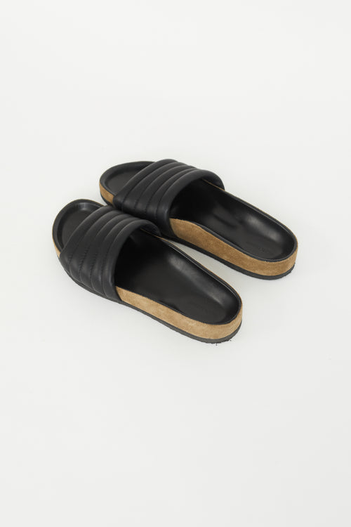 Isabel Marant Black Leather Hellea Padded Slide