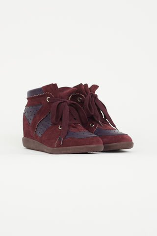 Isabel Marant Burgundy 
Purple Bobby Sneaker Wedge