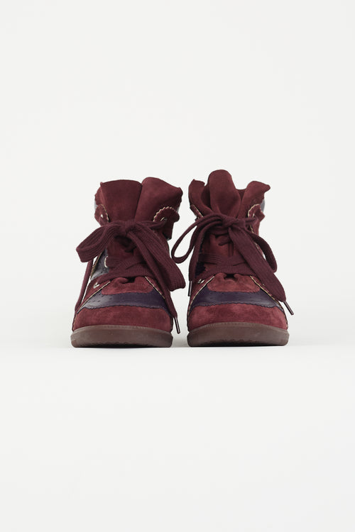 Isabel Marant Burgundy 
Purple Bobby Sneaker Wedge