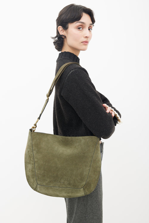 Isabel Marant Green Suede Basko Shoulder Bag