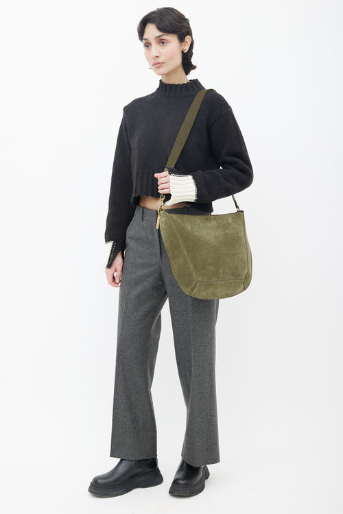 Isabel Marant Green Suede Basko Shoulder Bag