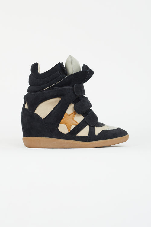 Isabel Marant Navy 
Cream Bayley Sneaker Wedge