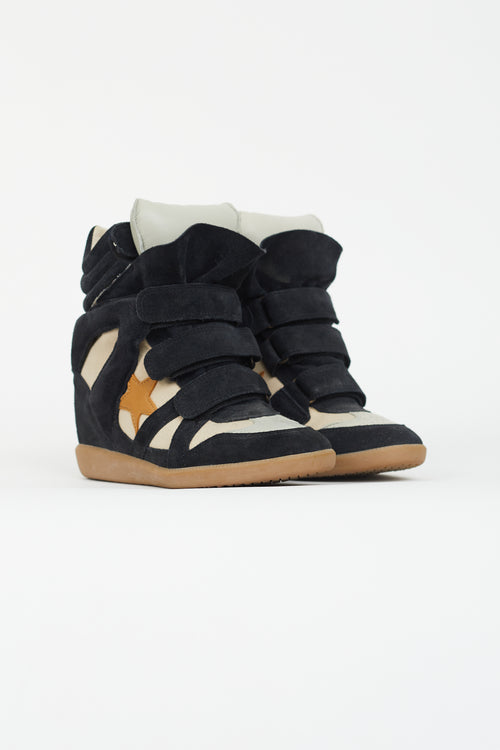 Isabel Marant Navy 
Cream Bayley Sneaker Wedge