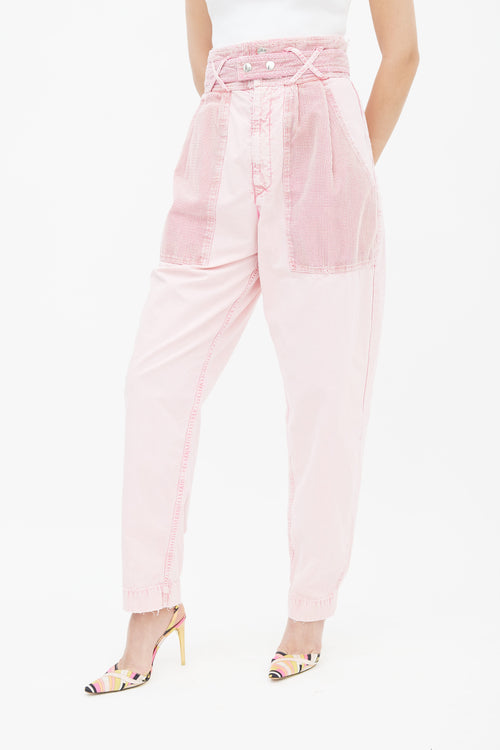 Isabel Marant Pink Mesh High Rise Tapered Leg Trouser