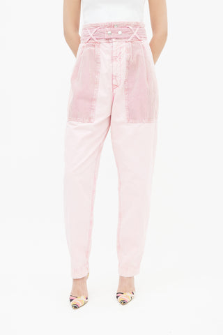 Isabel Marant Pink Mesh High Rise Tapered Leg Trouser