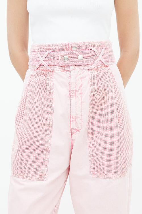 Isabel Marant Pink Mesh High Rise Tapered Leg Trouser