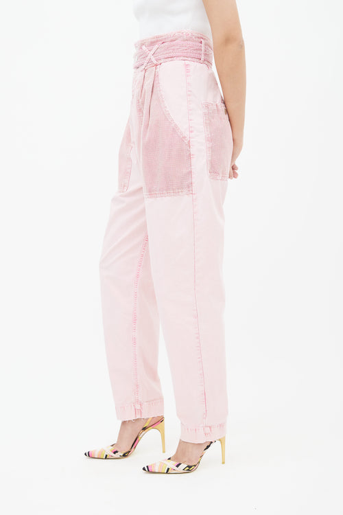 Isabel Marant Pink Mesh High Rise Tapered Leg Trouser