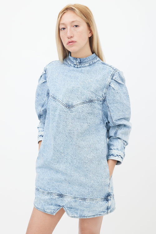 Spring 2019 Blue Acid Wash Denim Rholmy Dress