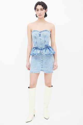 Isabel Marant Spring 2021 Blue Denim Dolizi Strapless Dress