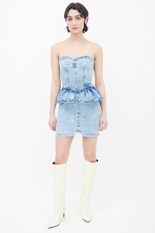 Isabel Marant Spring 2021 Blue Denim Dolizi Strapless Dress