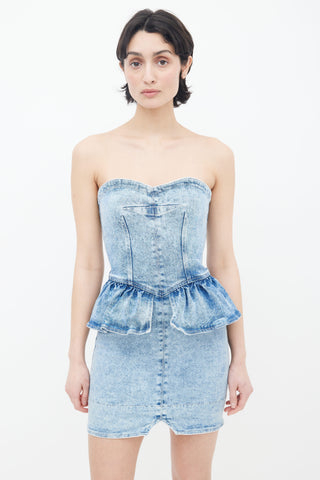 Isabel Marant Spring 2021 Blue Denim Dolizi Strapless Dress