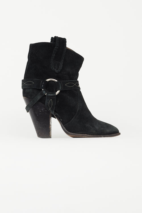 Isabel Marant Étoile Black Suede Rawson Harness Boot