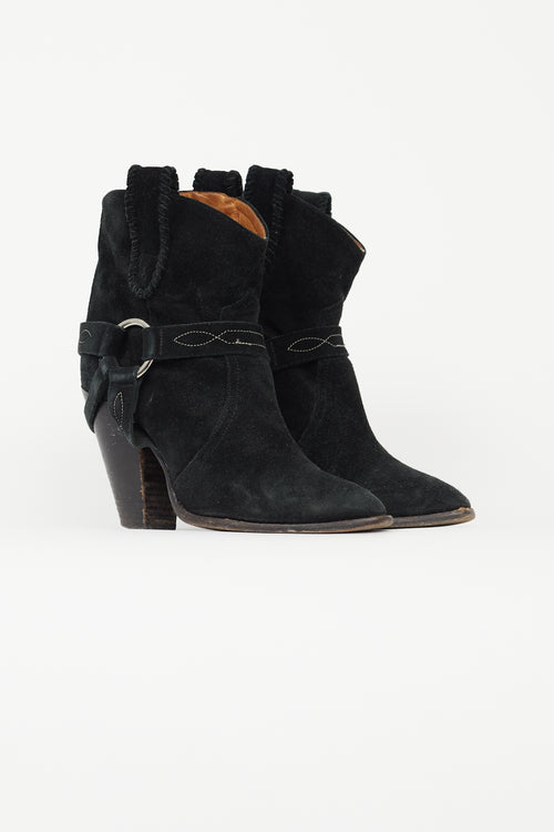 Isabel Marant Étoile Black Suede Rawson Harness Boot