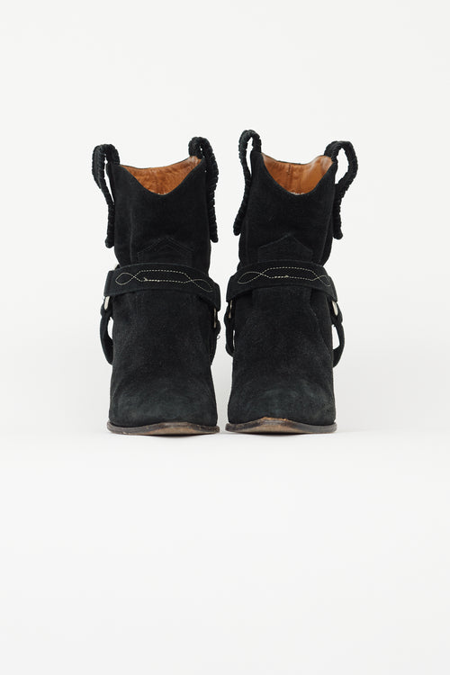 Isabel Marant Étoile Black Suede Rawson Harness Boot