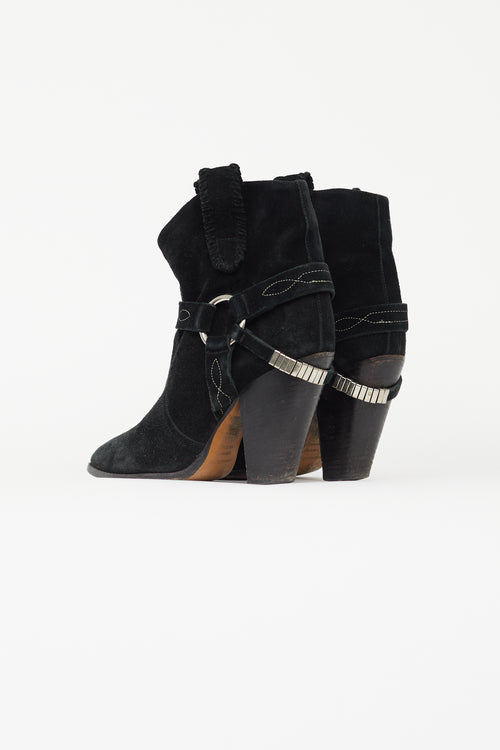 Isabel Marant Étoile Black Suede Rawson Harness Boot