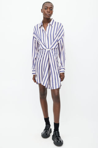 Isabel Marant Étoile White, Navy 
Pink Stripe Seenli Shirt Dress