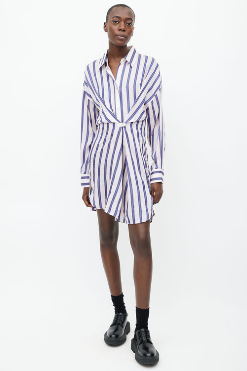 Isabel Marant Étoile White, Navy 
Pink Stripe Seenli Shirt Dress